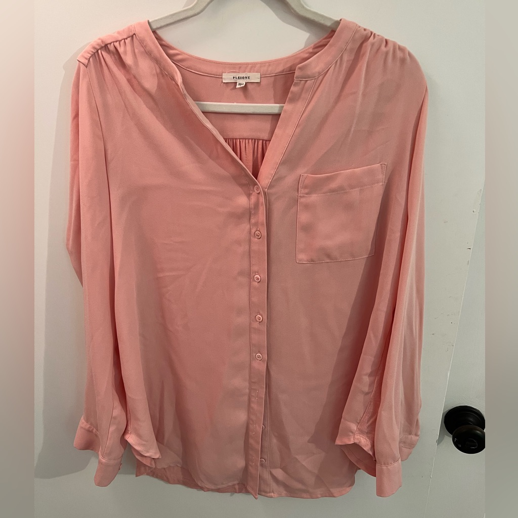 Button Down Deep V Top